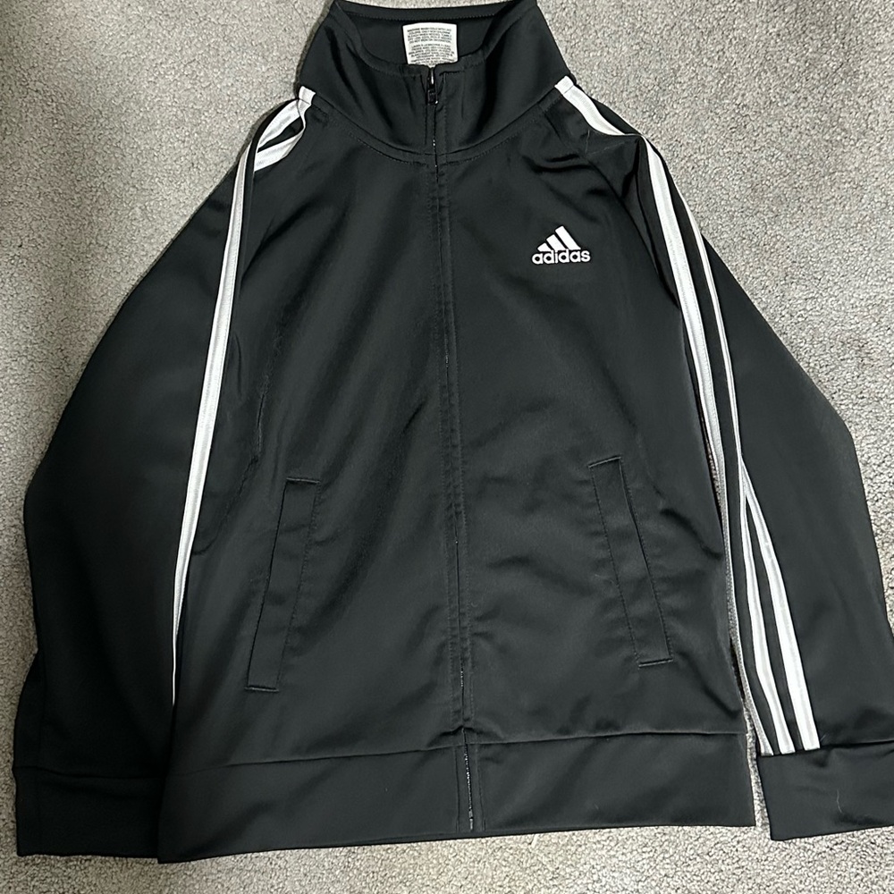Adidas Black Track Jacket with White Stripes